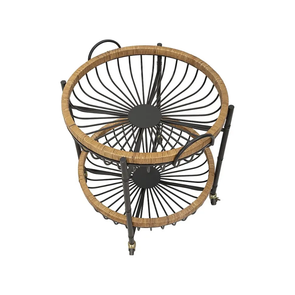 Desserte de Cuisine à Roulettes "Cebu" 62cm Noir & Naturel