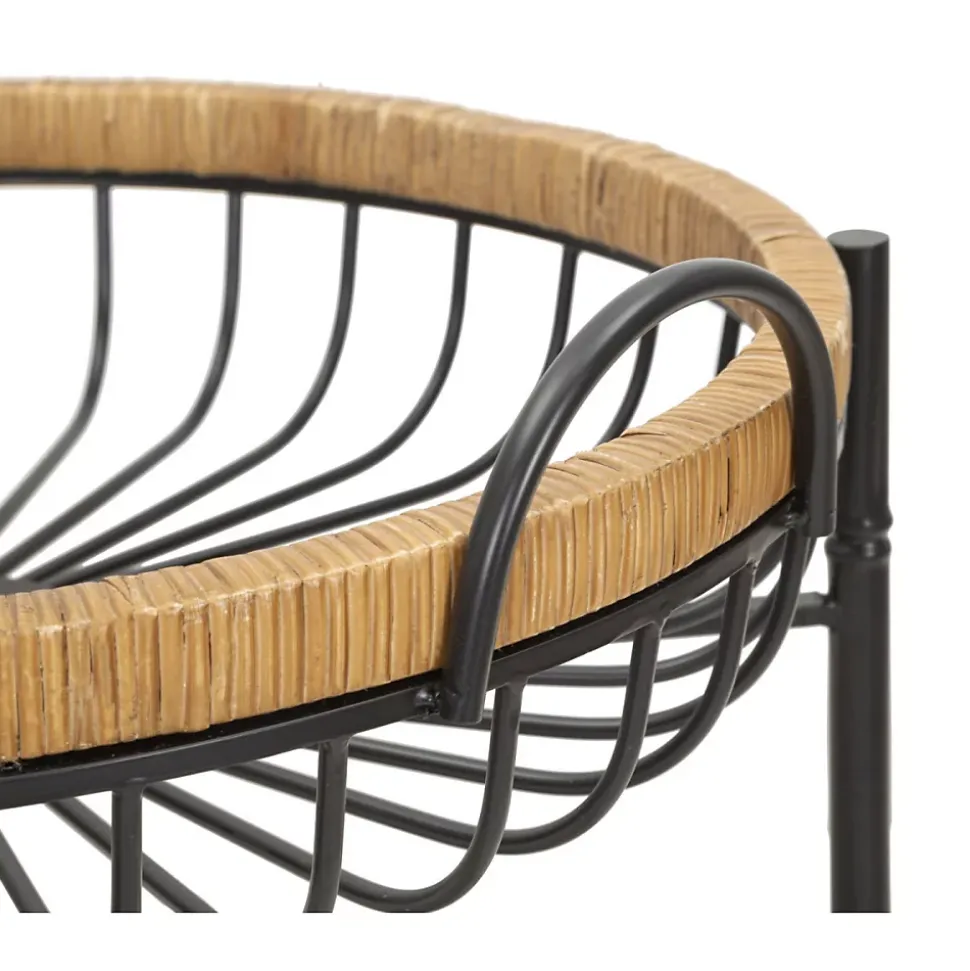 Desserte de Cuisine à Roulettes "Cebu" 62cm Noir & Naturel