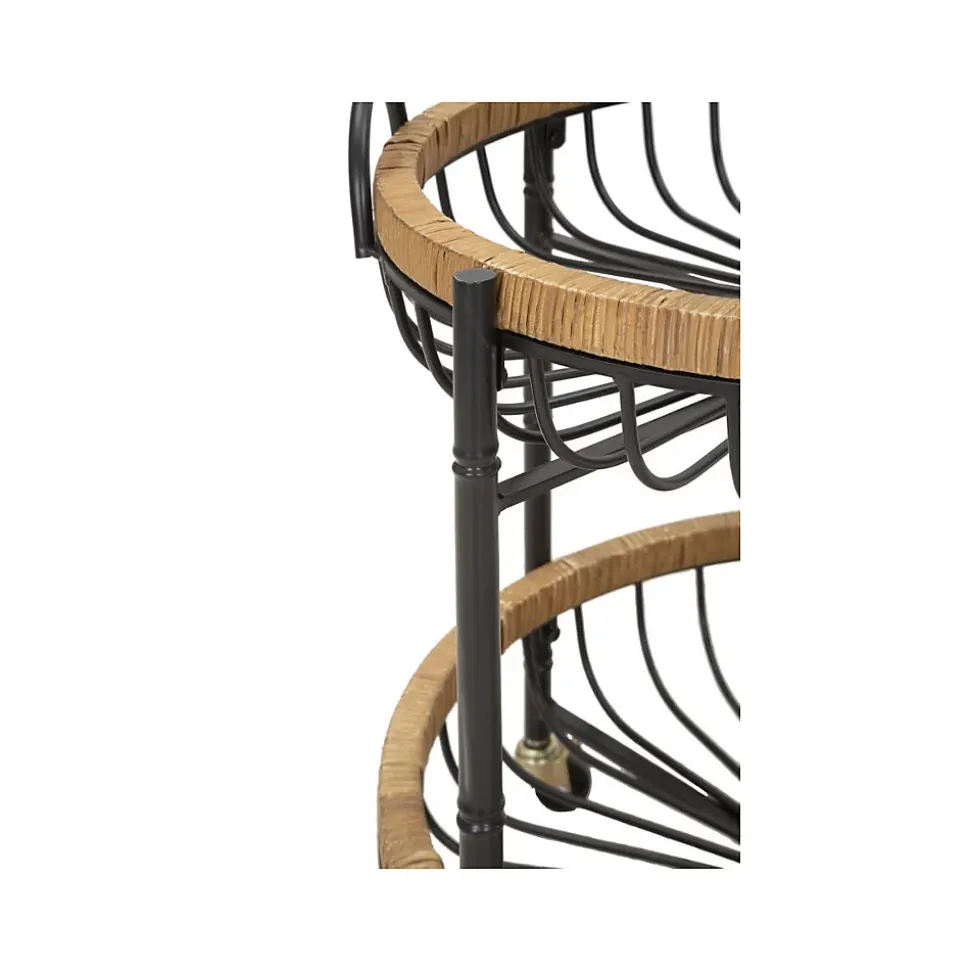 Desserte de Cuisine à Roulettes "Cebu" 62cm Noir & Naturel