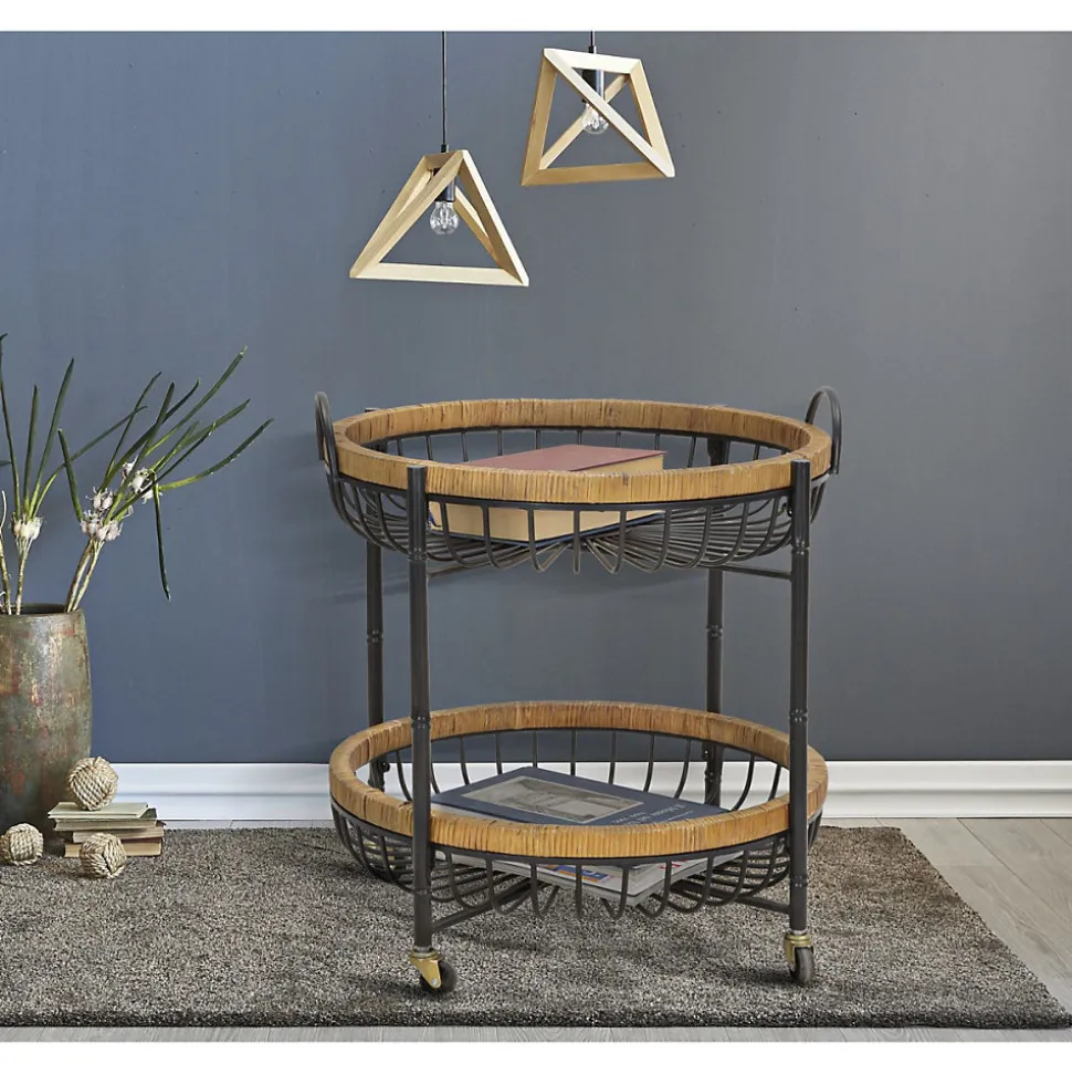 Desserte de Cuisine à Roulettes "Cebu" 62cm Noir & Naturel