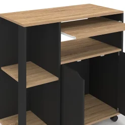 Desserte de cuisine COSI bois noir et plateaux façon hêtre L.76 CM