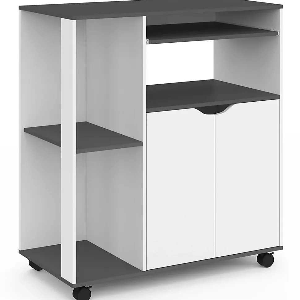 Desserte de cuisine COSI bois blanc et plateau gris L.76 CM