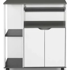 Desserte de cuisine COSI bois blanc et plateau gris L.76 CM