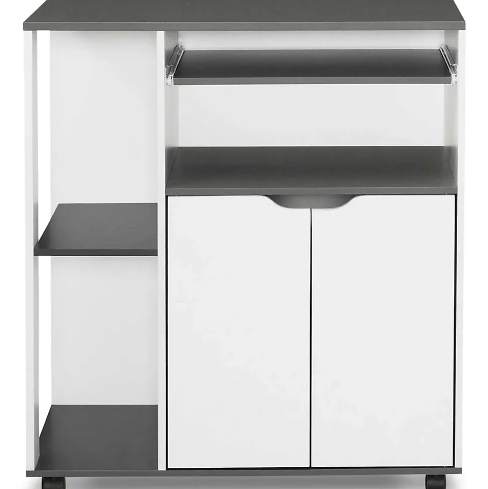 Desserte de cuisine COSI bois blanc et plateau gris L.76 CM