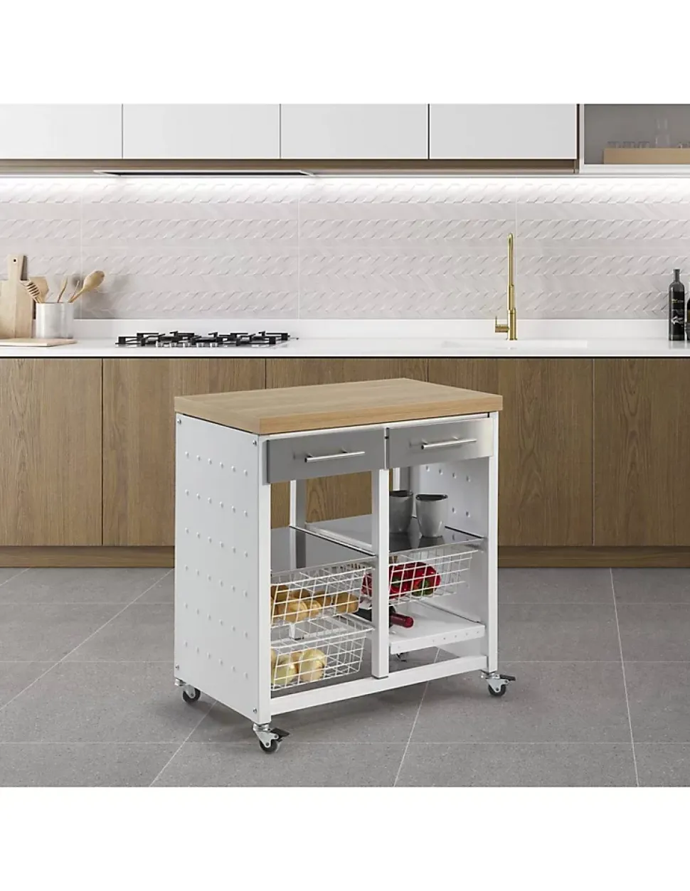 Desserte de cuisine double convertible en table d'appoint, EKO