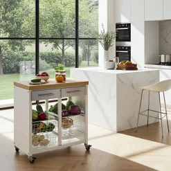 Desserte de cuisine double convertible en table d'appoint, EKO
