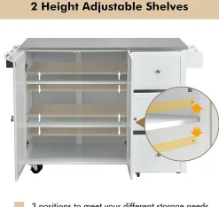 Desserte de Cuisine Placard à roulettes avec Support à épices et Porte Serviettes Blanc