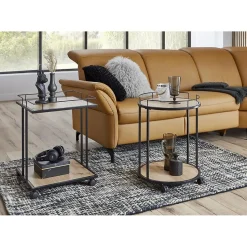 Desserte de Cuisine Ronde "Ascola" 60cm Noir & Chêne