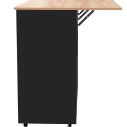 desserte Îlot de Cuisine - Plateau Pliant - Table Roulante - Rangement avec Tiroir - en MDF - 129 x 71 x 91,5 cm - Noir