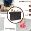 Desserte Îlot de Cuisine Desserte à roulettes avec 3 Tiroirs Support à Épices Porte Serviettes Brun