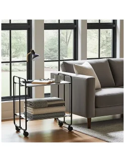 Desserte pliante BAUHAUS avec roulettes, Structure noire, 2 niveaux, 4 positions