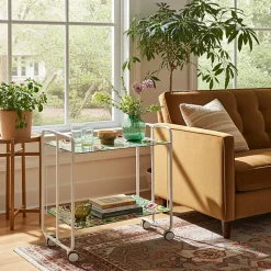 Desserte pliante BAUHAUS avec roulettes, Structure blanche, 2 niveaux, 4 positions