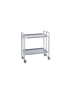 Desserte pliante BAUHAUS avec roulettes, Structure grise, 2 niveaux, 4 positions