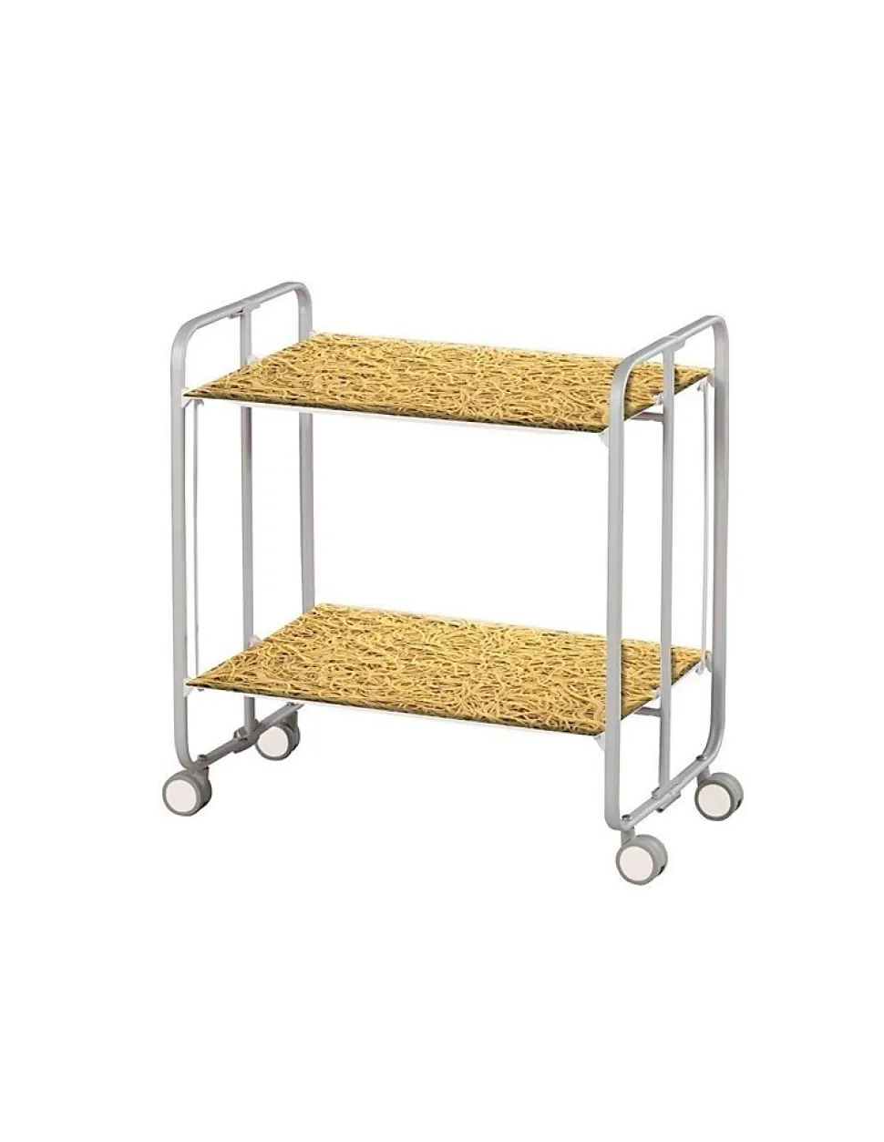 Desserte pliante BAUHAUS avec roulettes, Structure grise, 2 niveaux, 4 positions