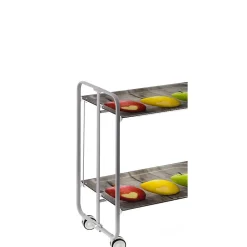 Desserte pliante BAUHAUS avec roulettes, Structure grise, 2 niveaux, 4 positions