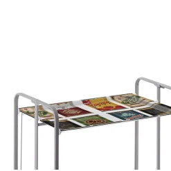 Desserte pliante BAUHAUS avec roulettes, Structure grise, 2 niveaux, 4 positions