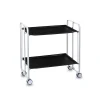 Desserte pliante BAUHAUS avec roulettes, Structure blanche, 2 niveaux, 4 positions