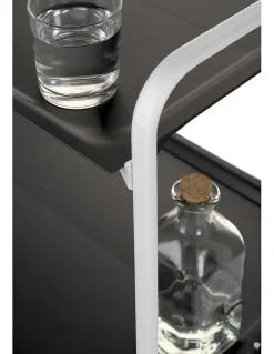 Desserte pliante BAUHAUS avec roulettes, Structure blanche, 2 niveaux, 4 positions