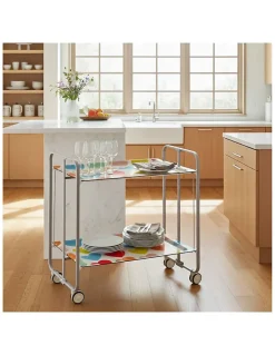 Desserte pliante BAUHAUS avec roulettes, Structure grise, 2 niveaux, 4 positions