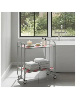 Desserte pliante BAUHAUS avec roulettes, Structure grise, 2 niveaux, 4 positions