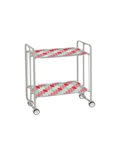 Desserte pliante BAUHAUS avec roulettes, Structure grise, 2 niveaux, 4 positions