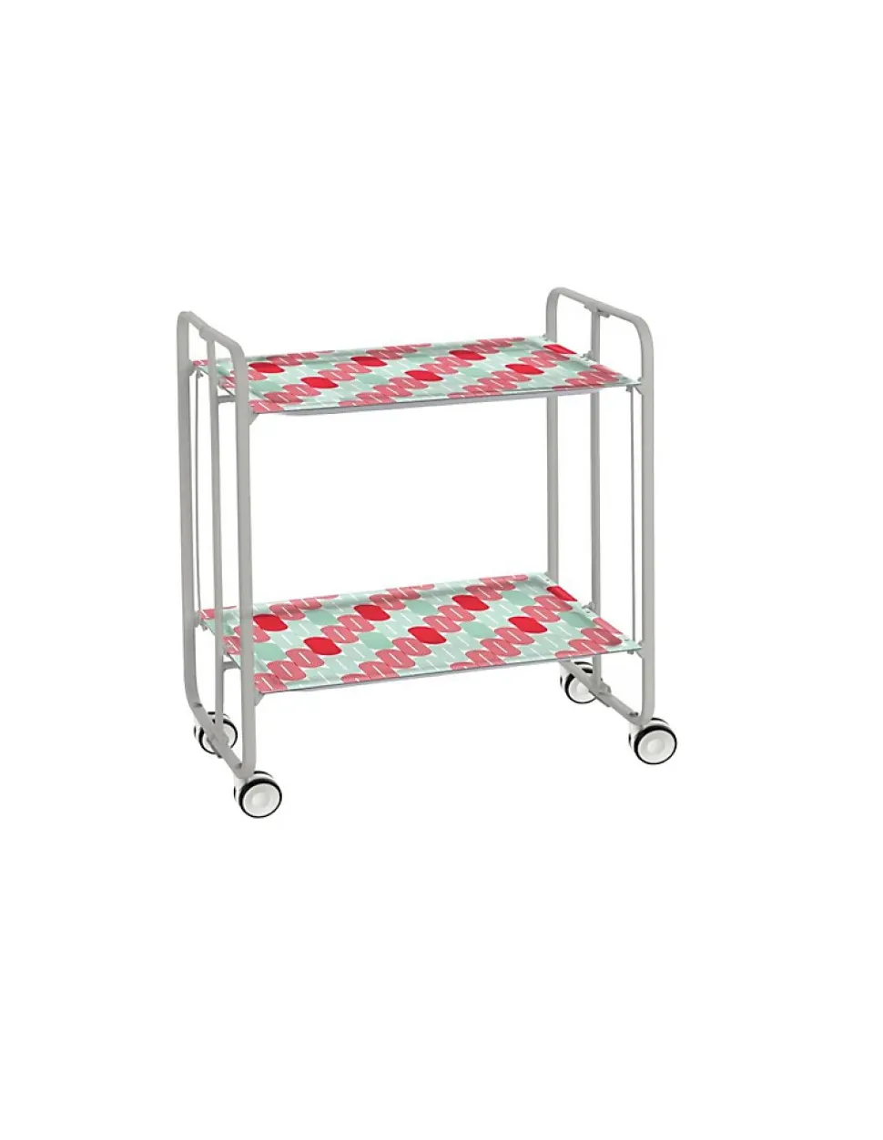 Desserte pliante BAUHAUS avec roulettes, Structure grise, 2 niveaux, 4 positions