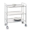 Desserte pliante BAUHAUS avec roulettes, Structure blanche, 3 niveaux, 3 positions