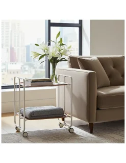 Desserte pliante BAUHAUS avec roulettes, Structure grise, 2 niveaux, 4 positions