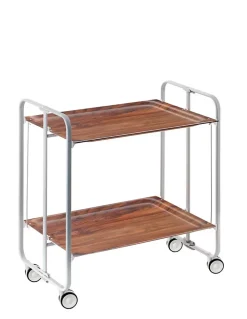 Desserte pliante BAUHAUS avec roulettes, Structure grise, 2 niveaux, 4 positions