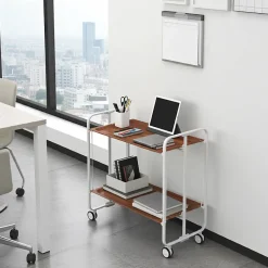 Desserte pliante BAUHAUS avec roulettes, Structure grise, 2 niveaux, 4 positions