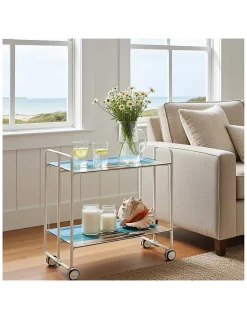 Desserte pliante BAUHAUS avec roulettes, Structure blanche, 2 niveaux, 4 positions