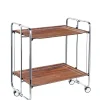 Desserte pliante BAUHAUS avec roulettes, Structure chromée, 2 niveaux, 4 positions