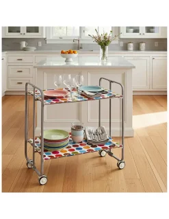 Desserte pliante BAUHAUS avec roulettes, Structure grise, 2 niveaux, 4 positions