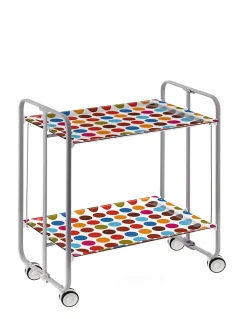 Desserte pliante BAUHAUS avec roulettes, Structure grise, 2 niveaux, 4 positions