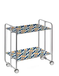 Desserte pliante BAUHAUS avec roulettes, Structure grise, 2 niveaux, 4 positions