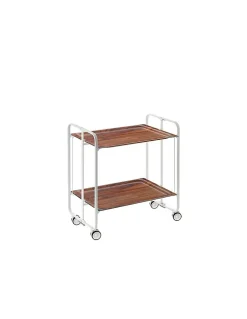 Desserte pliante BAUHAUS avec roulettes, Structure blanche, 2 niveaux, 4 positions