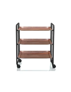 Desserte pliante BAUHAUS avec roulettes, Structure noire, 3 niveaux, 3 positions
