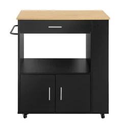 Desserte Roulante,Chariot Cuisine,Buffet Multifonctionnel,Etagère Latérale,Noir,FKW113-SCH SoBuy