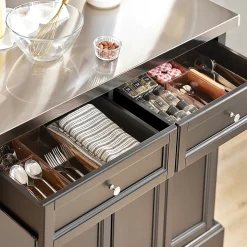 Desserte sur Roulettes,Îlot de Cuisine avec Plan Rabattable,Noir,FKW71-SCH,SoBuy