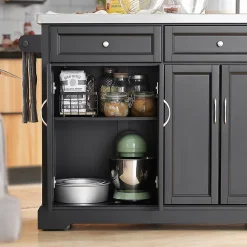 Desserte sur Roulettes,Îlot de Cuisine avec Plan Rabattable,Noir,FKW71-SCH,SoBuy