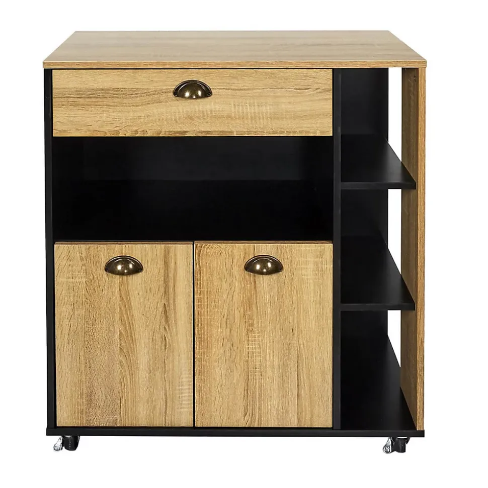 DINAJ - Desserte à Roulettes Multi-Rangement Aspect Bois