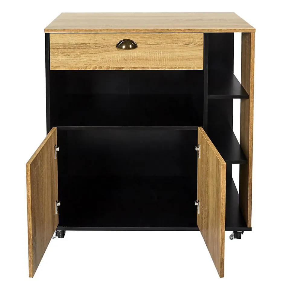 DINAJ - Desserte à Roulettes Multi-Rangement Aspect Bois