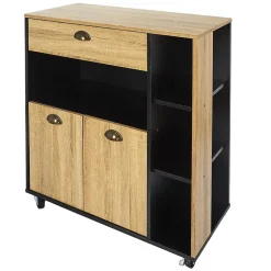 DINAJ - Desserte à Roulettes Multi-Rangement Aspect Bois