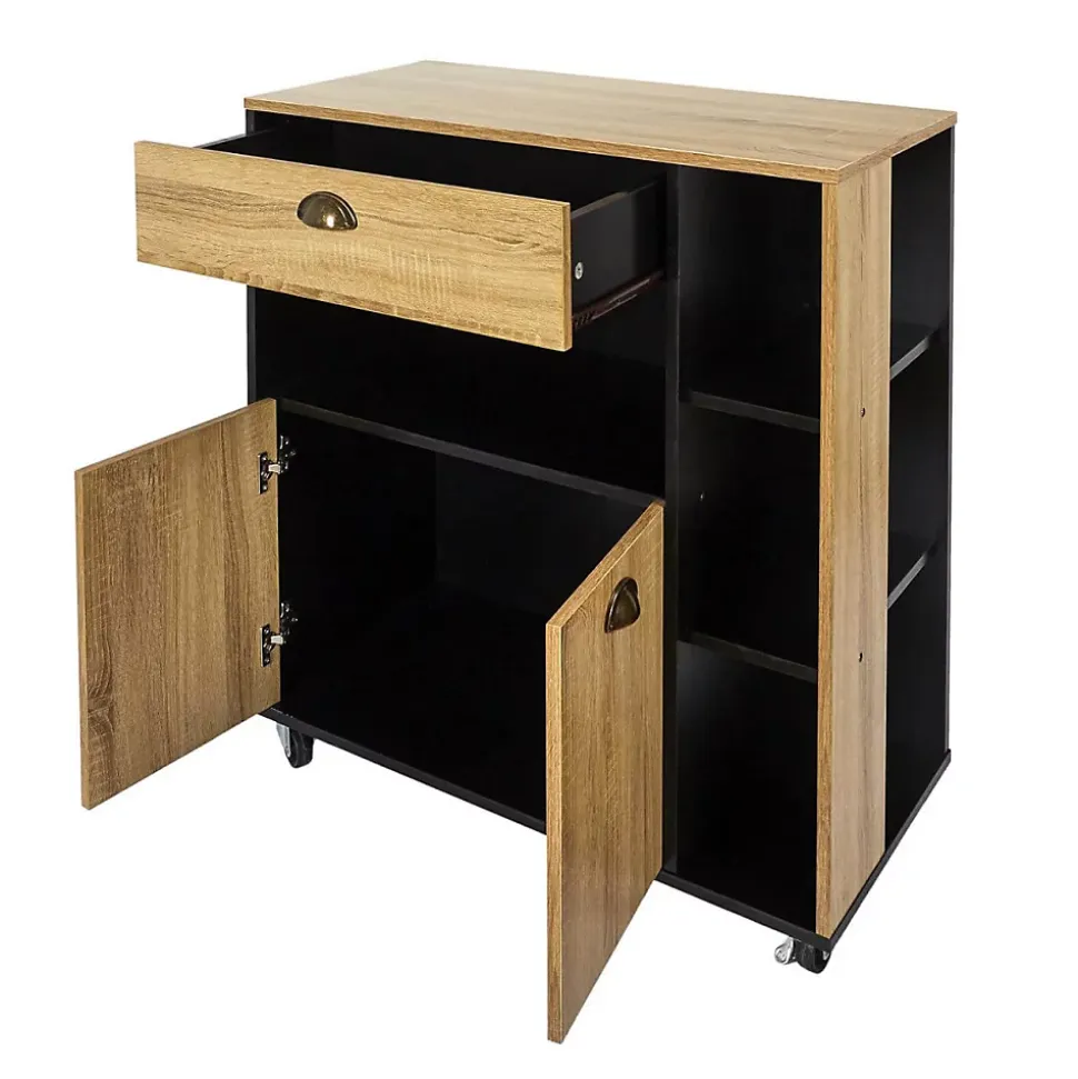 DINAJ - Desserte à Roulettes Multi-Rangement Aspect Bois