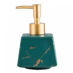 Distributeur de savon 260 ml, en céramique, flacon de lotion rechargeable, flacon pompe (vert)