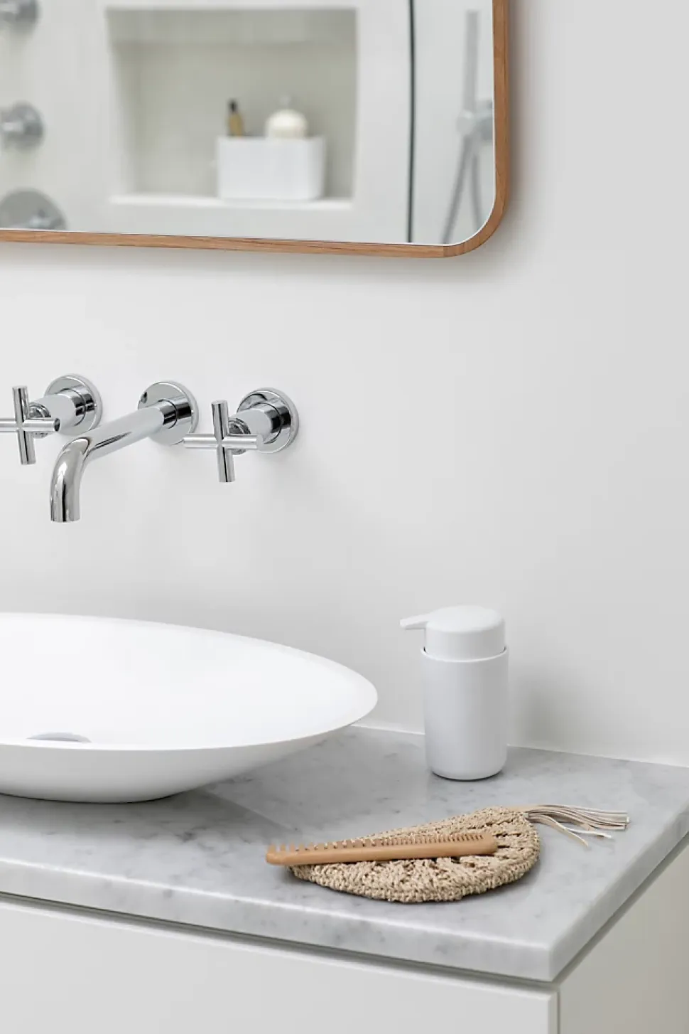 Distributeur de savon 250 ml effet grès blanc Renew Brabantia