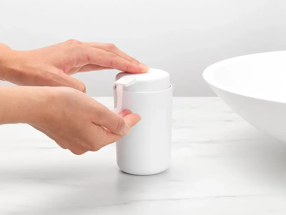 Distributeur de savon 250 ml effet grès blanc Renew Brabantia