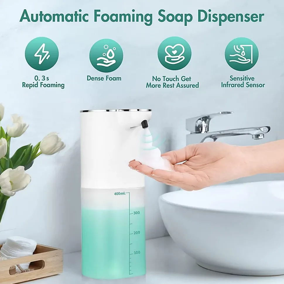 Distributeur de savon automatique, distributeur de savon mural automatique de 400 ml avec chargement USB