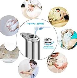 Distributeur de savon automatique en acier inoxydable avec base étanche et détecteur de mouvement infrarouge