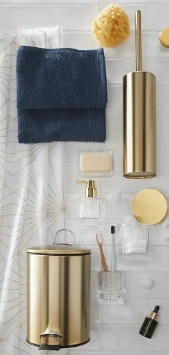 Distributeur de savon doré et verre transparent Ø8 x H.14 cm, GoodHome Cavalla